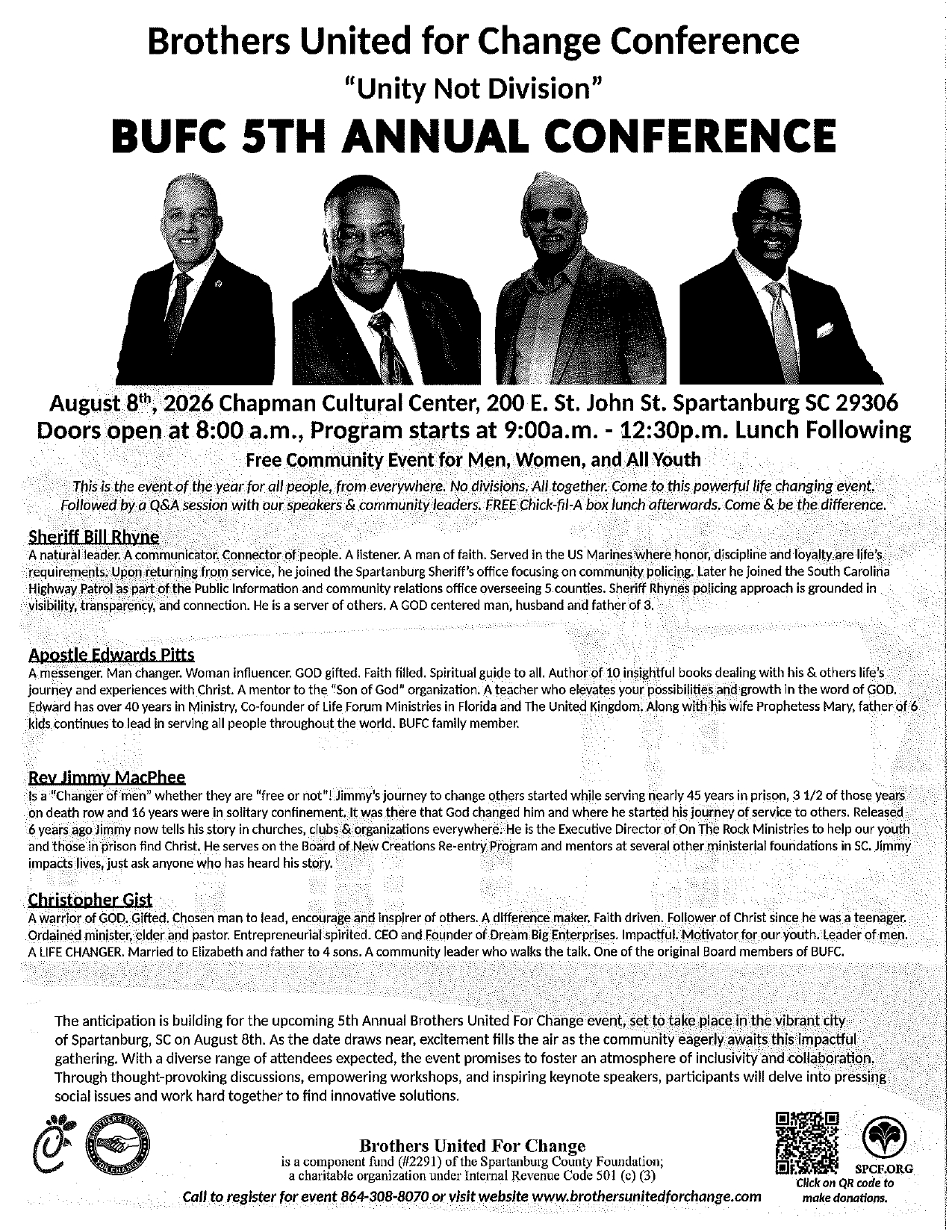 BUFC 5th Annual Conference 2026 Flyer — Unity Not Division, August 8